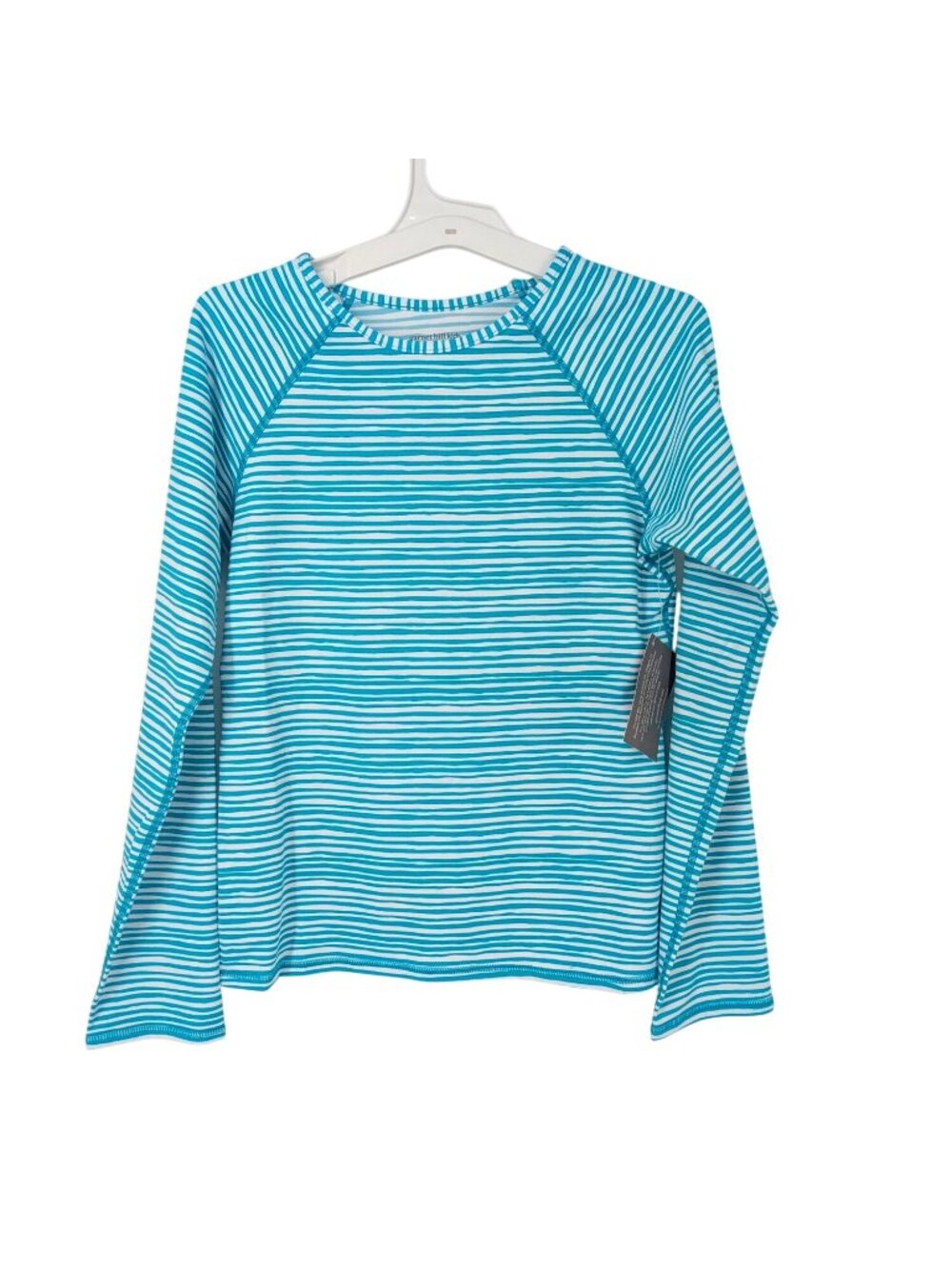 Garnet Hills Kids Rash Guard Swim Top UPF 50 Striped Coastal Long Sleeve Size 14